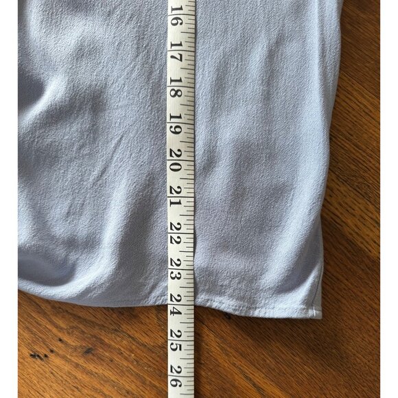 Womens Top M Powder Blue Bell Sleeve Crochet Lace Detail Tie Front - Picture 7 of 8